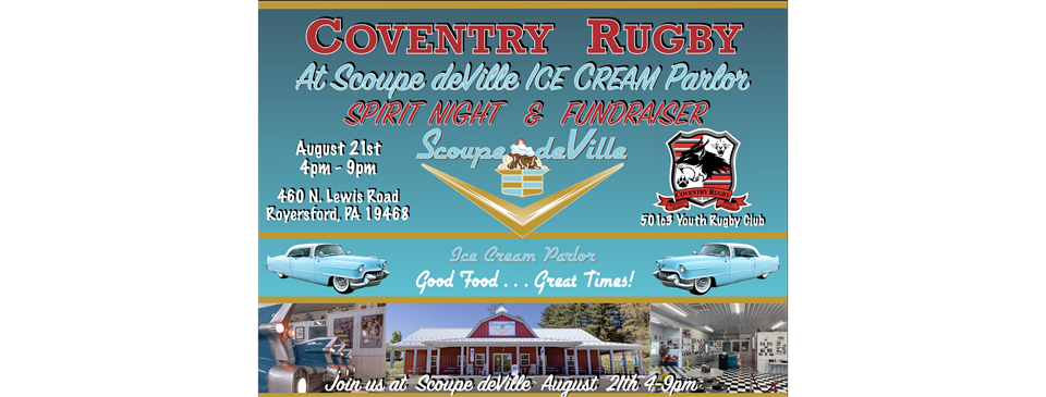 Meet Players & Coaches At Scoupe deVille Ice Cream Parlor - SPIRIT NIGHT & FUNDRAISER 8/21/24